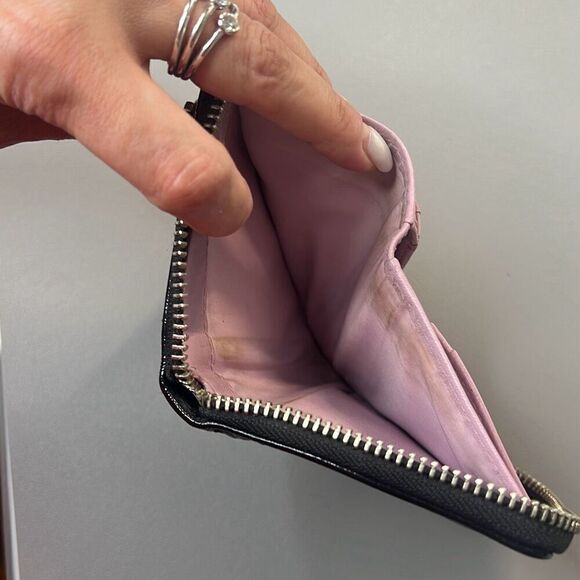 Auth Coach Billfold monogrammed wallet coin zip black small - Picture 9 of 13